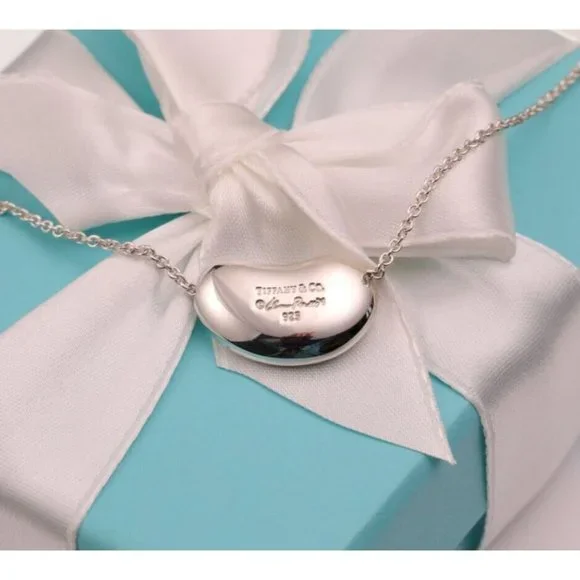 Tiffany & Co. Elsa Peretti Bean Design Pendant Necklace 18mm in Silver 16" Chain - Picture 9 of 9